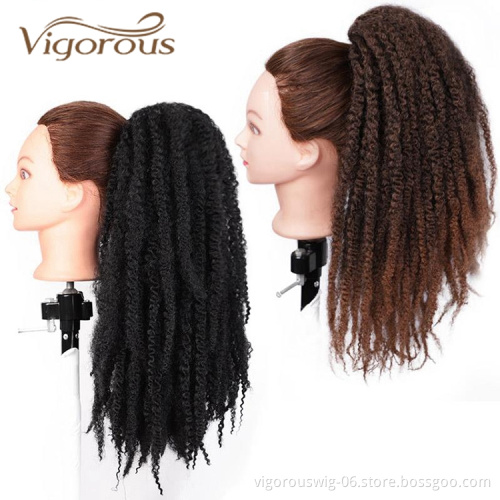 Cheapest Wholesale Fake Tie Wholesale Curly Extension High Clip On Wrap Around Real Drawstring Ponytail Synthetic Hair